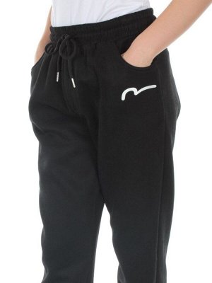 M029 BLACK Брюки спортивные утепленные женские (85% хлопок, 10% полиэстер, 5% спандекс)
