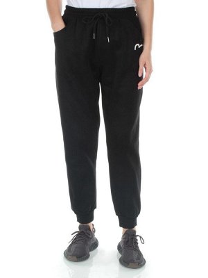 M029 BLACK Брюки спортивные утепленные женские (85% хлопок, 10% полиэстер, 5% спандекс)