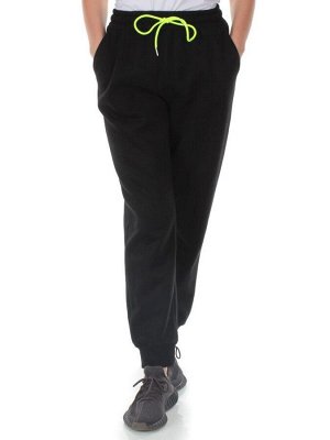 M073 BLACK Брюки спортивные утепленные женские (85% хлопок, 10% полиэстер, 5% спандекс)