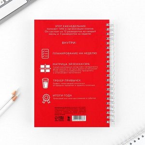 Планер-еженедельник А5, 86 л. В твердой обложке, на гребне «Ты умница»