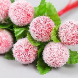 Тычинки для цветов «Шарик мохнатый красный», d=1.5-2 см, 1 букет=10 шт., 10 см