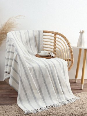 Плед «Этель» Milky stripe, 150x220 см, молочный, хлопок 100%