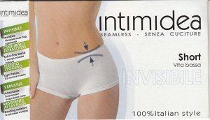 Intimidea Short invisibile vita basa Шортики женские из мягкой микрофибры с низкой посадкой. Не заметны под одеждой, с экстра-тонким поясом, повторяют очертания тела. (bianco- белый цвет) пр. Италия