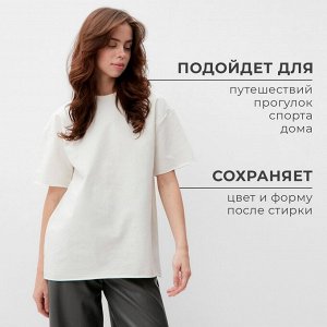 Футболка женская MINAKU OVERSIZE FIT: цвет экрю