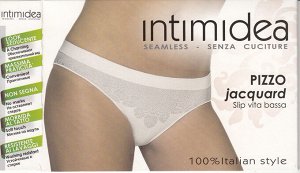 Intimidea Slip VB Pizzo jacquard Трусики-слипы из мягкой микрофибры с заниженной талией и жаккардовым рисунком. Практичные, с привлекательным внешним видом. (bianco - белый цвет) пр. Италия