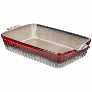 Керамическая форма для запекания Reactive Red 37,5x21,5x7 см - Яркий красный цвет, 1 шт.