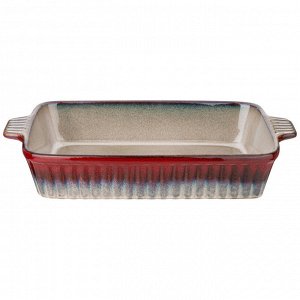 Керамическая форма для запекания Reactive Red 37,5x21,5x7 см - Яркий красный цвет, 1 шт.