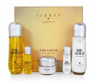Набор средств для лица с 24к золотом Jigott Signature 24K Gold Essential Skin Care 3SET (тонер, эмул