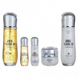 Набор средств для лица с 24к золотом Jigott Signature 24K Gold Essential Skin Care 3SET (тонер, эмул