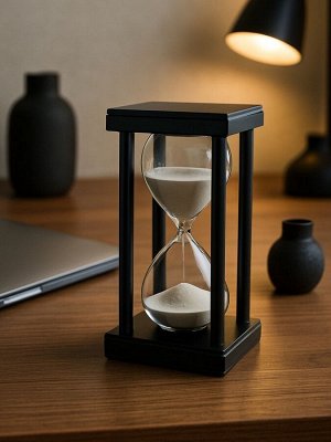Песочные часы, на 30 минут, 8.8x14.5 см, пластиковые, чёрные