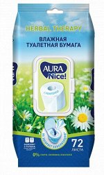 Бумага туалетная влаж. AURA 72шт NICE с крышкой КК/12