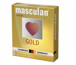 Презервативы Masculan, 5 ultra, золотые, 19 см, 5,3 см, 3 шт.