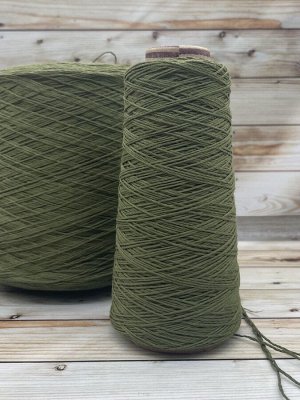 Пряжа для вязания 100 гр,Cotton Supersoft 100%  хлопок Pettinato (чесанный) 325м/100г  Зеленый хаки