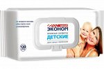 Салфетки влажные ДЕТСКИЕ Эконом smart, 120шт, Гипоаллергенны, Без спирта и мыла, с экстрактом Алое Вера. пр.Россия Авангард