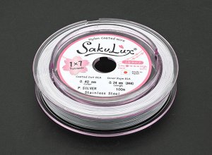 Тросик ювелирный (ланка) SakuLux 7 струн, ?- 0,40мм, катушка 100м, цв.белый