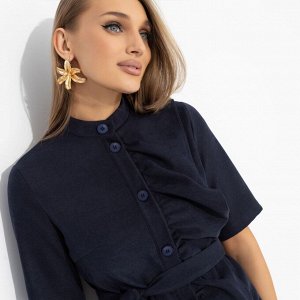 Платье с акцентным воланом, Счастье свободы (blue, с поясом)