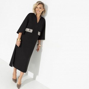 Платье с акцентными элементами из экокожи, Деловая леди (black)
