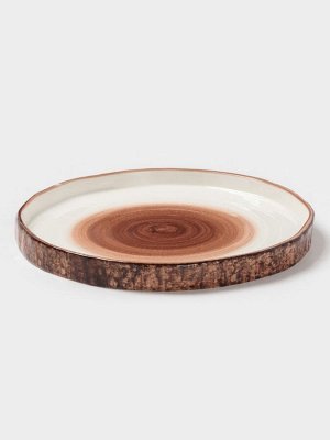 Тарелка Magistro Wood, d=20 см, фарфор, коричневая