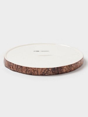 Тарелка Magistro Wood, d=20 см, фарфор, коричневая