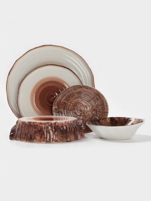 Тарелка глубокая Magistro Wood, 700 мл, d=18.2 см, фарфор, коричневая