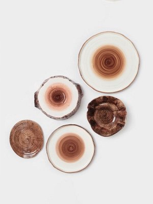 Тарелка глубокая Magistro Wood, 700 мл, d=18.2 см, фарфор, коричневая