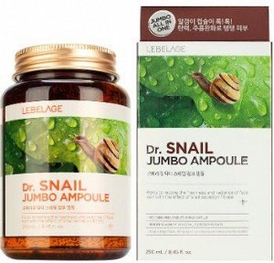 LEBELAGE. Сыворотка ампульная для лица с муцином улитки, укрепляющая, Dr. Snail  Jumbo, 250 мл.