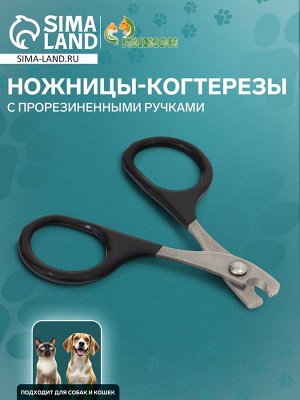 Ножницы-когтерезы с прорезиненными ручками, 8 х 5 х 0,3 см, эконом, микс цветов