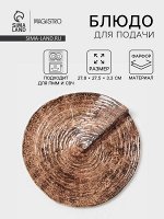 Блюдо для подачи Magistro Wood, 27.8x27.5x3 см, фарфор, коричневый