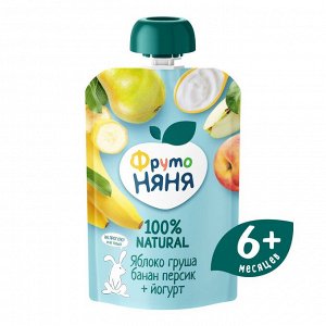 Фрутоняня Пюре ябл-банан-груша-персик с йогуртом 90 м/у
