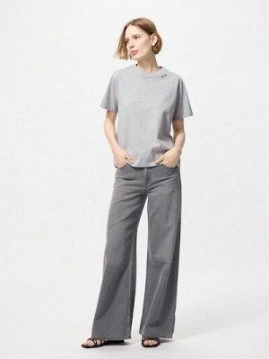 UNIQLO x ANYA HINDMARCH - хлопковая футболка свободного силуэта с нашивкой у воротника - 00 WHITE