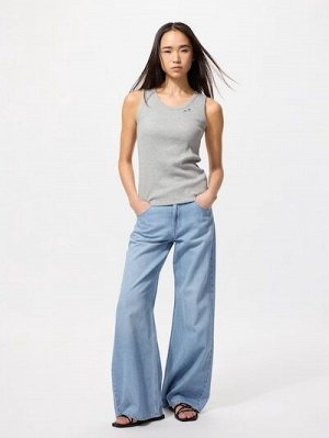 UNIQLO x ANYA HINDMARCH - облегающая майка в рубчик с акцентом на детали - 03 GRAY