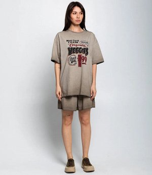 Костюм спортивный #КТ8606 (2), бежево-серый