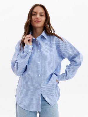 Рубашка женская MINAKU oversize в полоску, белая/голубая