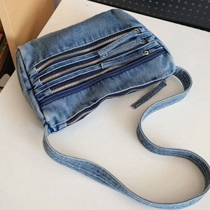 Новая Маленькая квадратная джинсовая сумка с карманами, черная, 29*8*19см