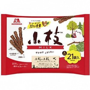 Соломка шоколадная со вкусом какао и миндаля 84шт (21пак х4шт), Morinaga, 111г