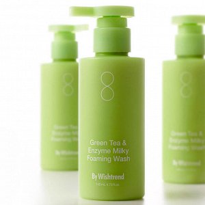 Энзимное средство для умывания с зелёным чаем, By Wishtrend Green Tea & Enzyme Milky Foaming Wash, 140мл