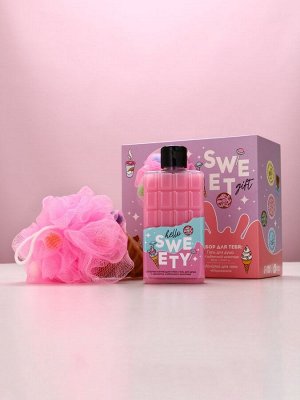 Подарочный набор косметики SWEET GIFT, гель для душа 300 мл и мочалка, Чистое счастье