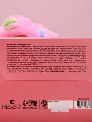 Подарочный набор косметики SWEET GIFT, гель для душа 300 мл и мочалка, Чистое счастье