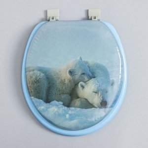 Сиденье для унитаза с крышкой,Росспласт, 43x37 см, мягкое, голубое, МИКС