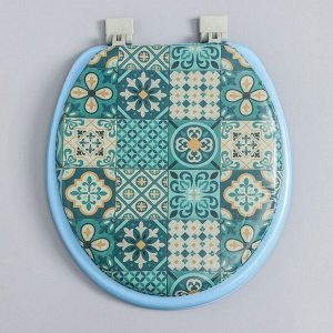 Сиденье для унитаза с крышкой,Росспласт, 43x37 см, мягкое, голубое, МИКС