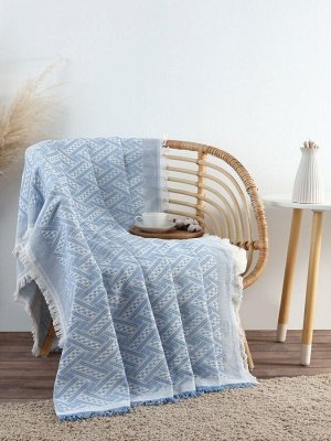Плед Этель Home 130*180см , цв.голубой,80%хлопок, 20% п/э