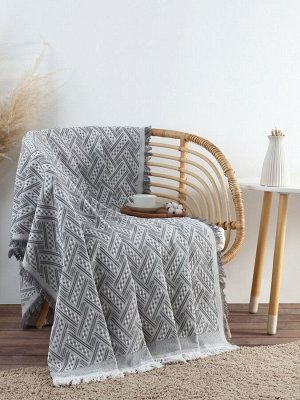 Плед Этель Home 130*180см , цв.серый,80%хлопок, 20% п/э