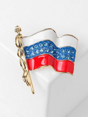 Брошь «Флаг» России, цветная в золоте