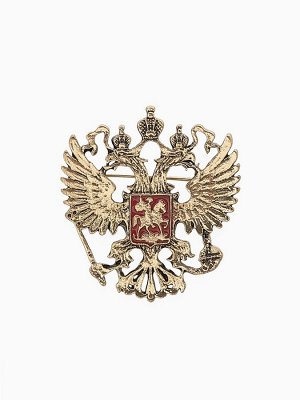 Брошь «Герб Российской Федерации», красная в золоте