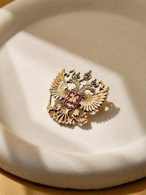 Брошь «Герб Российской Федерации», красная в золоте