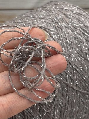 Пряжа для вязания 100 гр., Plume 98% меринос 2% мет.нить 360м/100гр Какао/серебро