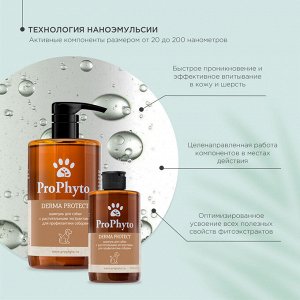 Жидкий шампунь ProPhyto DERMA PROTECT SHAMPOO для собак с растительными экстрактами против перхоти и себореи, 250 мл