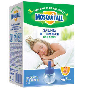Средство от комаров жидкость MOSQUITALL 30мл Детская Нежная защита 30 ночей