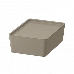 KUGGIS, Коробка с крышкой, темно-серо-бежевая, 18х26х8 см