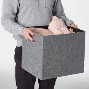 BLÄDDRA, Коробка, серая, 33х38х33 см